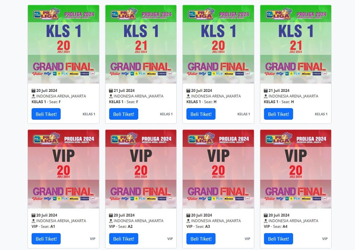 Harga Tiket Grand Final Proliga 2024 di Indonesia Arena